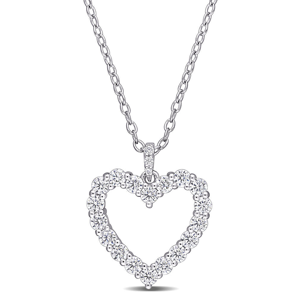Moissanite Heart Pendant in Sterling Silver (3/5 ct. dew)