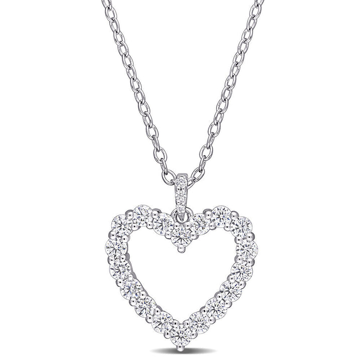 Moissanite Heart Pendant in Sterling Silver (3/5 ct. dew)