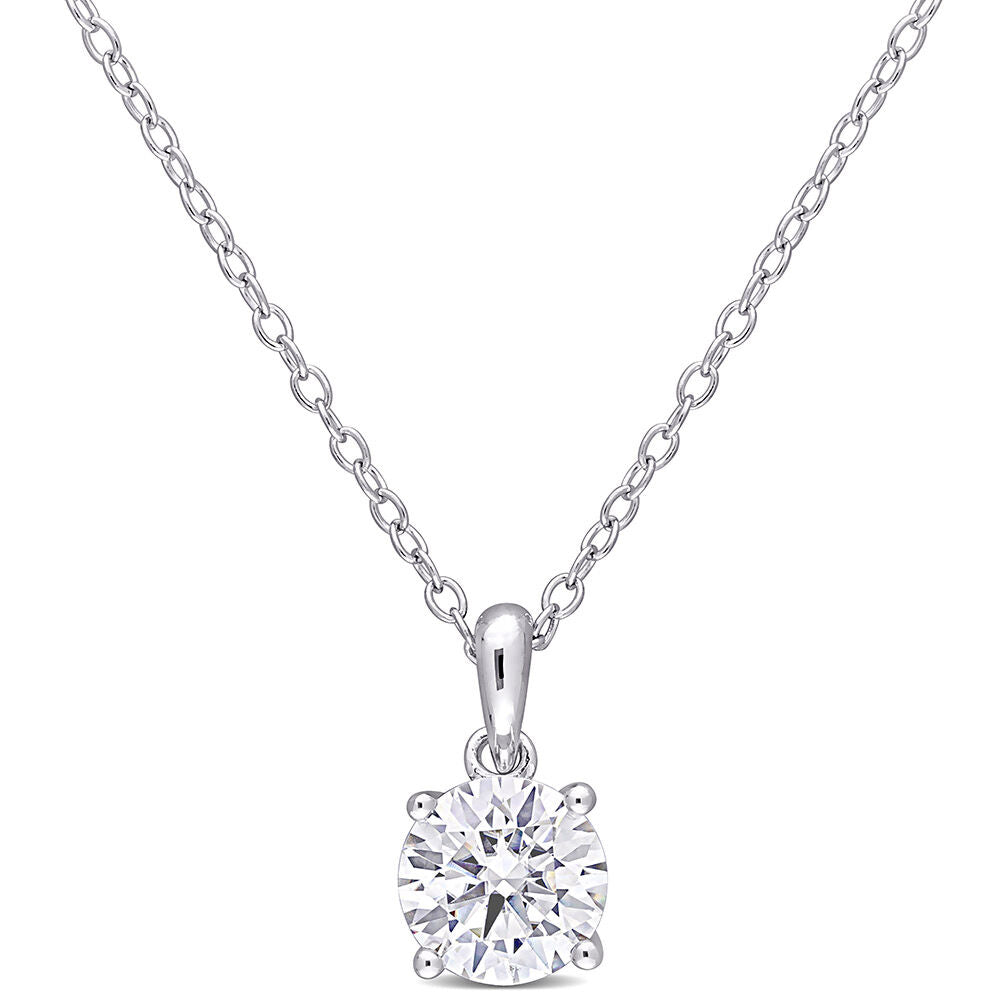 Moissanite Solitaire Pendant in Sterling Silver (1 ct. dew)