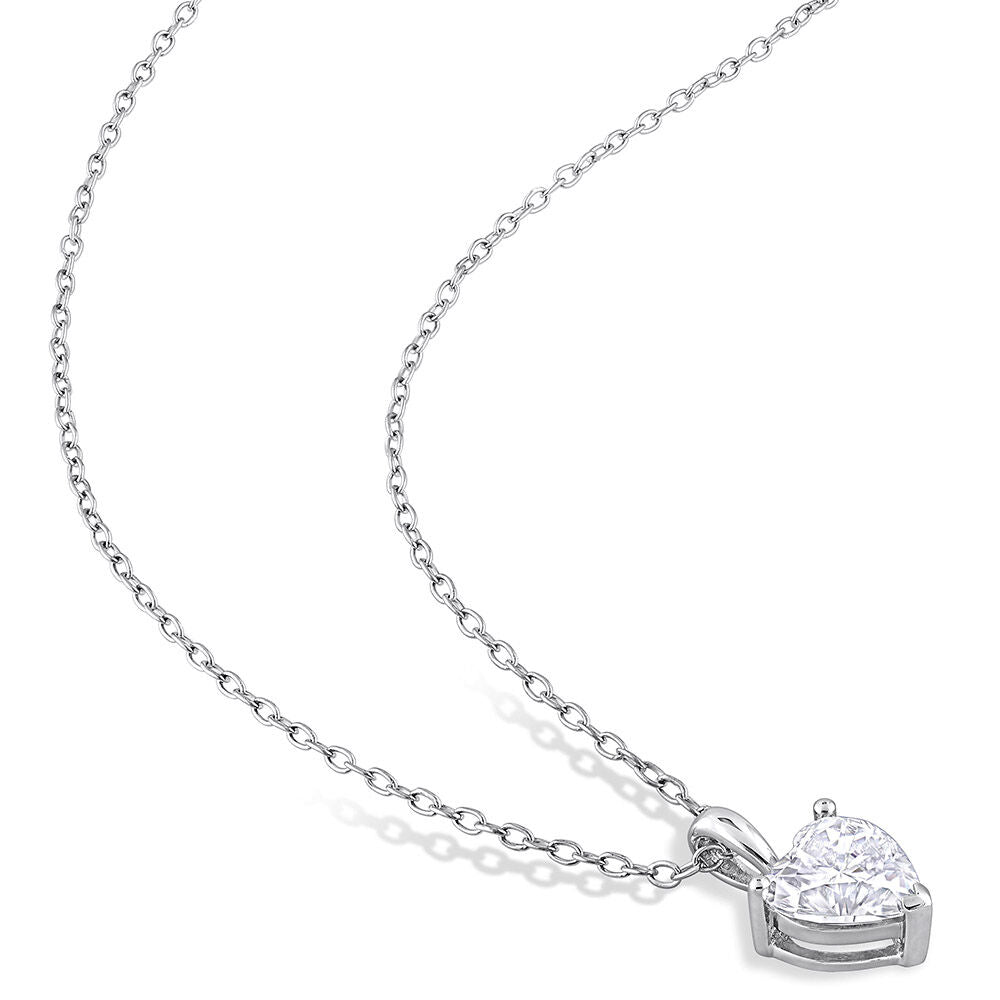 Moissanite Pendant Heart in Sterling Silver (1 ct. dew)