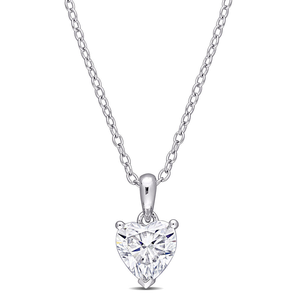 Moissanite Pendant Heart in Sterling Silver (1 ct. dew)