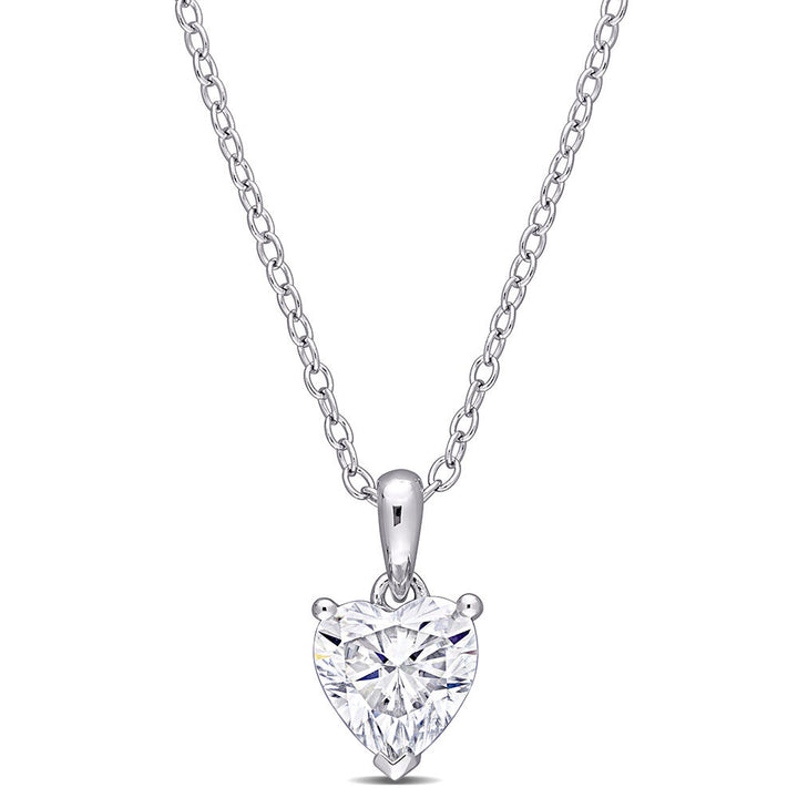 Moissanite Pendant Heart in Sterling Silver (1 ct. dew)