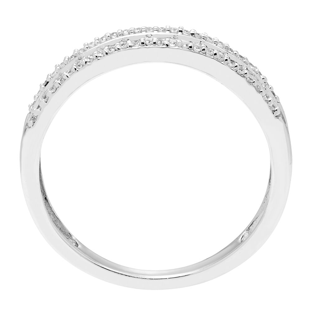 Three-Row Diamond Wedding Band in 10K White Gold (1/4 ct. tw.)