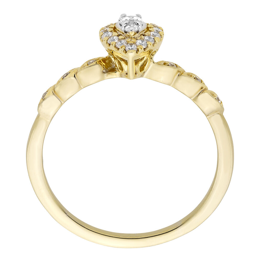 Pear-Shaped Diamond Promise Ring with Halo in 10K Yellow Gold (1/5 ct. tw.)