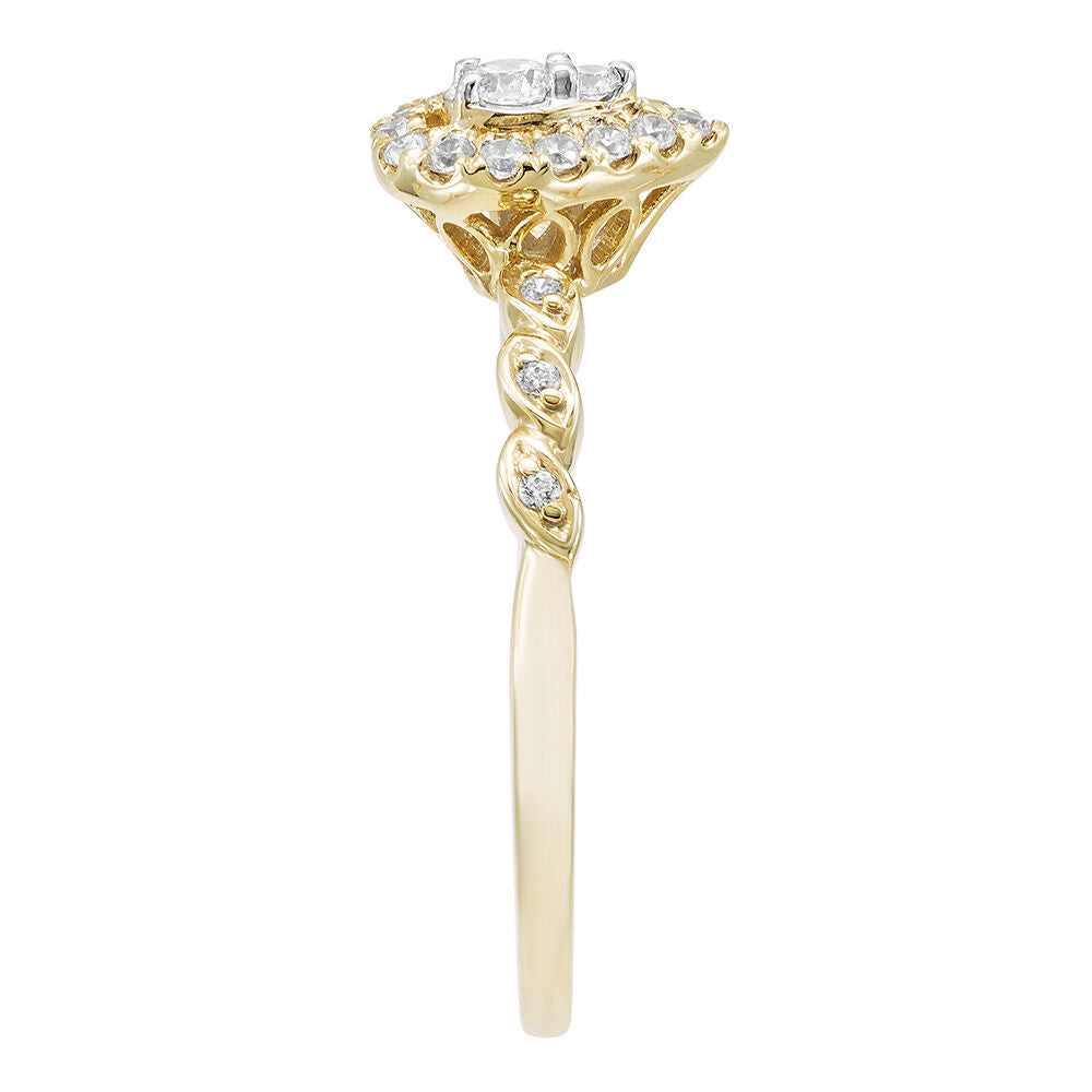 Pear-Shaped Diamond Promise Ring with Halo in 10K Yellow Gold (1/5 ct. tw.)