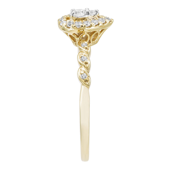 Pear-Shaped Diamond Promise Ring with Halo in 10K Yellow Gold (1/5 ct. tw.)