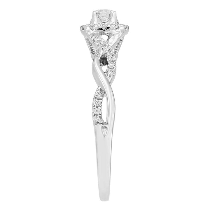 Diamond Twist Ring with Halo in 10K White Gold (1/4 ct. tw.)