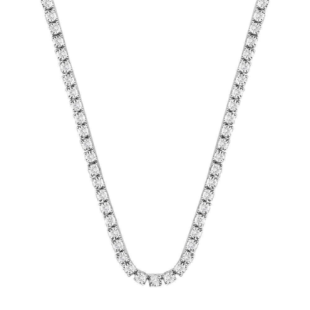 Diamond illusion tennis necklace in 10K white gold (1 ct. tw.)