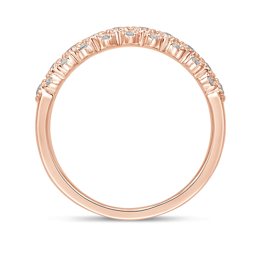 Diamond Anniversary Band with Milgrain Beads in 10K Rose Gold (1/3 ct. tw.)