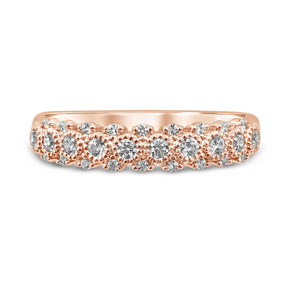 Diamond Anniversary Band with Milgrain Beads in 10K Rose Gold (1/3 ct. tw.)