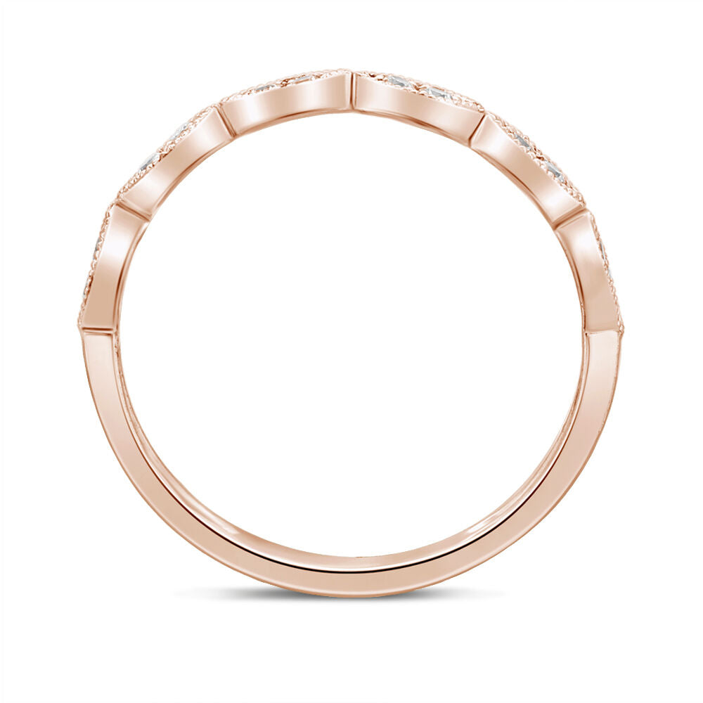 Milgrain Anniversary Band with Diamonds in 10K Rose Gold (1/7 ct. tw.)