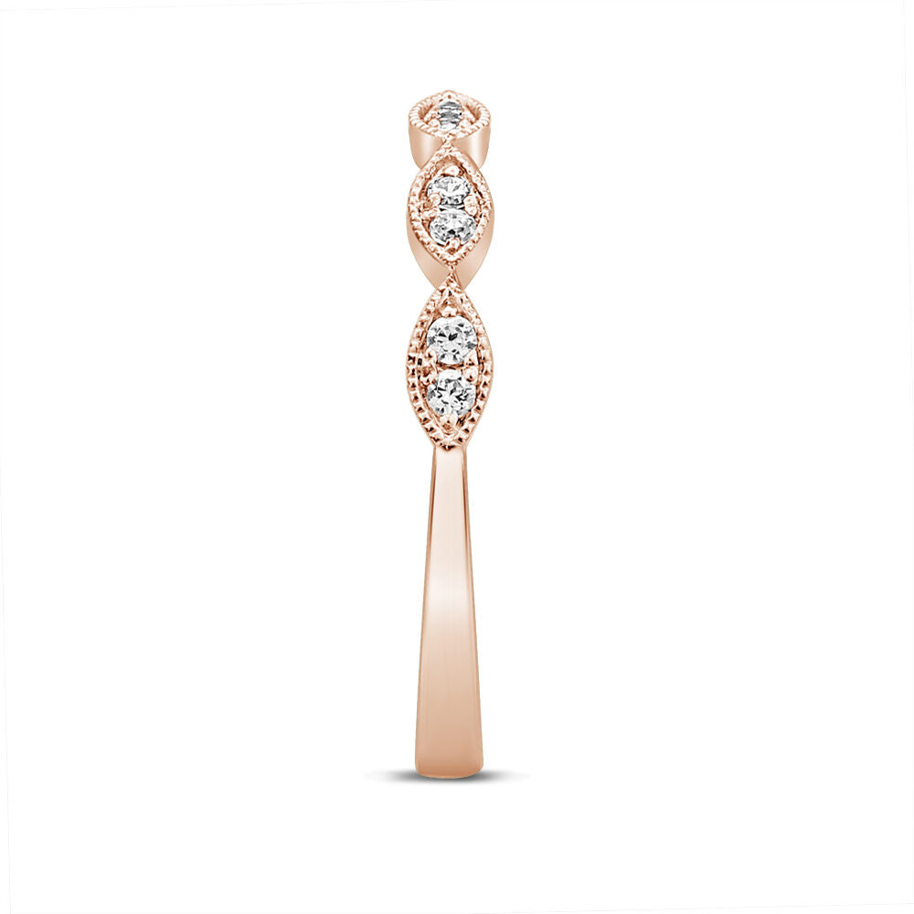 Milgrain Anniversary Band with Diamonds in 10K Rose Gold (1/7 ct. tw.)