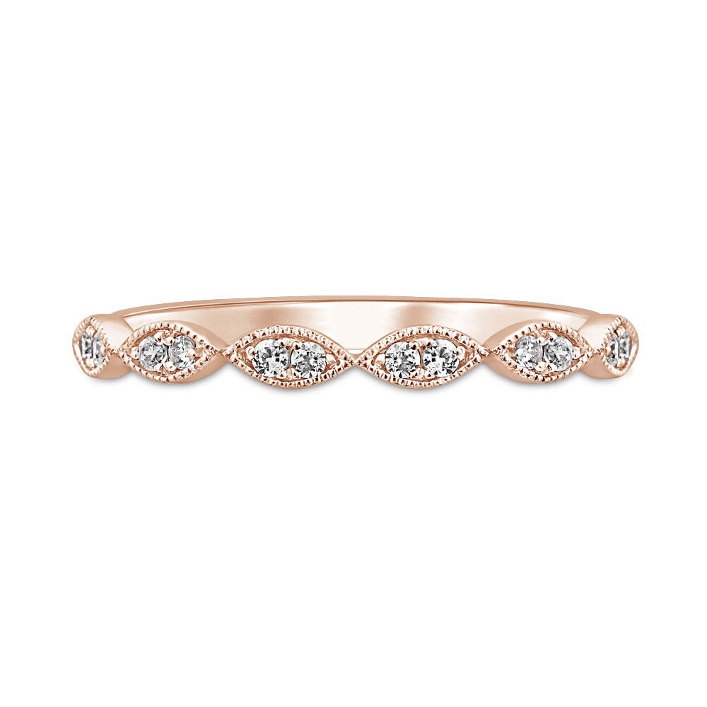 Milgrain Anniversary Band with Diamonds in 10K Rose Gold (1/7 ct. tw.)