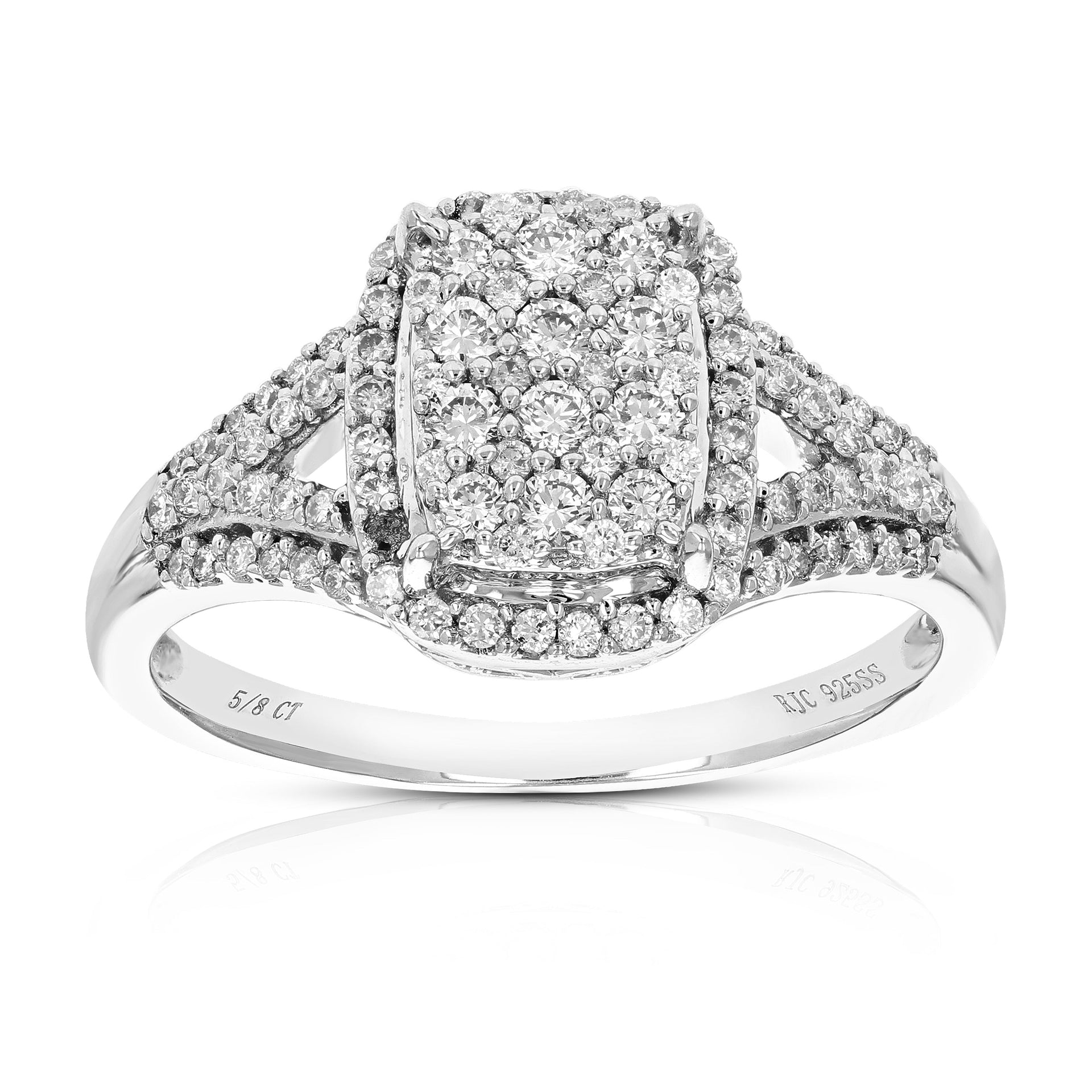 5/8 cttw Round Lab Grown Diamond Engagement Ring .925 Sterling Silver