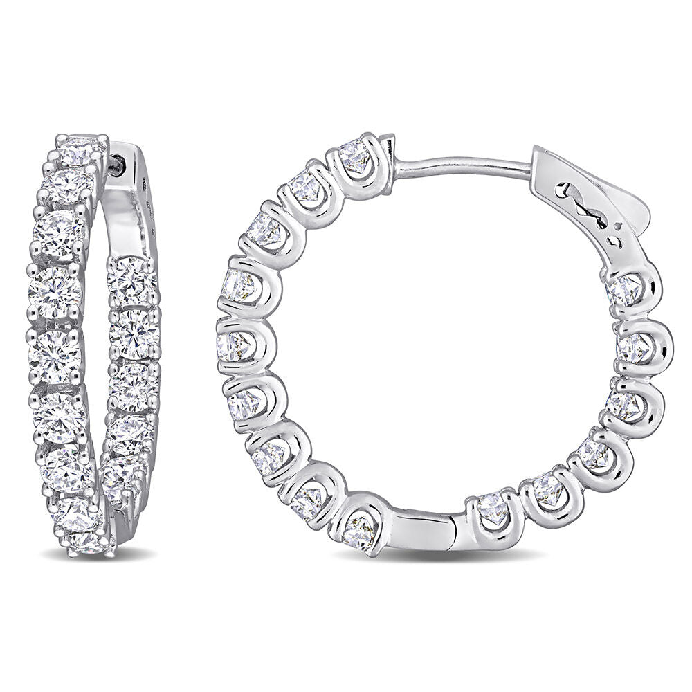 Moissanite Hoop Earrings with U Prongs in Sterling Silver (3 ct. dew)