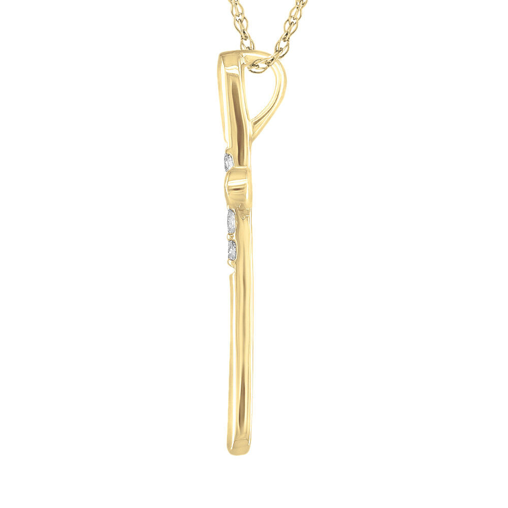 Cross Pendant with Diamond Center in 10K Yellow Gold (1/10 ct. tw.)