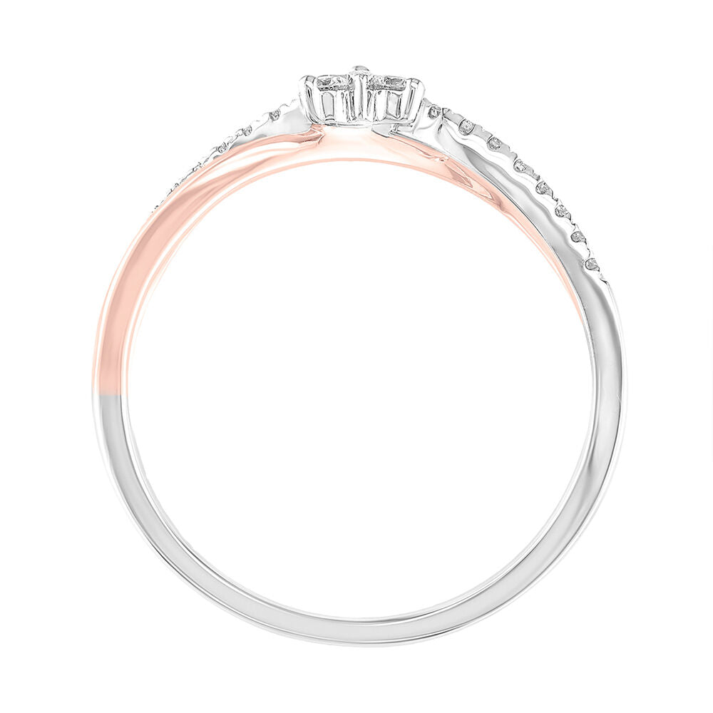 Diamond Flower Promise Ring in 10K White & Rose Gold (1/7 ct. tw.)