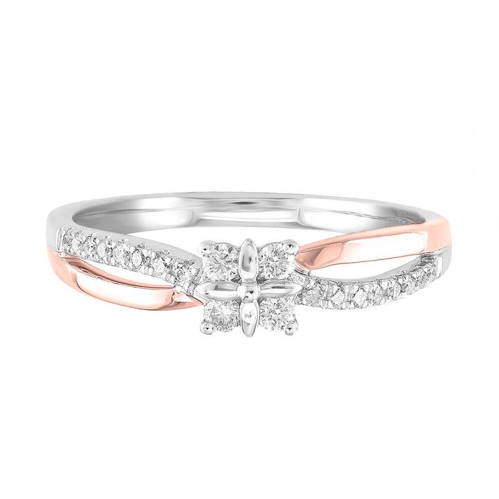 Diamond Flower Promise Ring in 10K White & Rose Gold (1/7 ct. tw.)