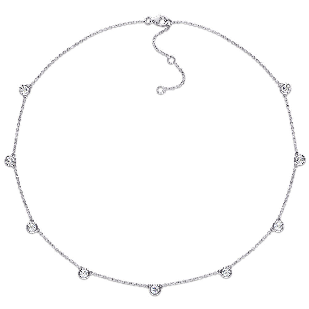Moissanite Station Necklace in Sterling Silver (2 1/4 ct. dew)