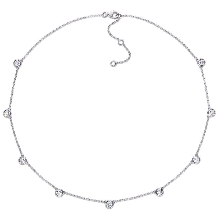 Moissanite Station Necklace in Sterling Silver (2 1/4 ct. dew)