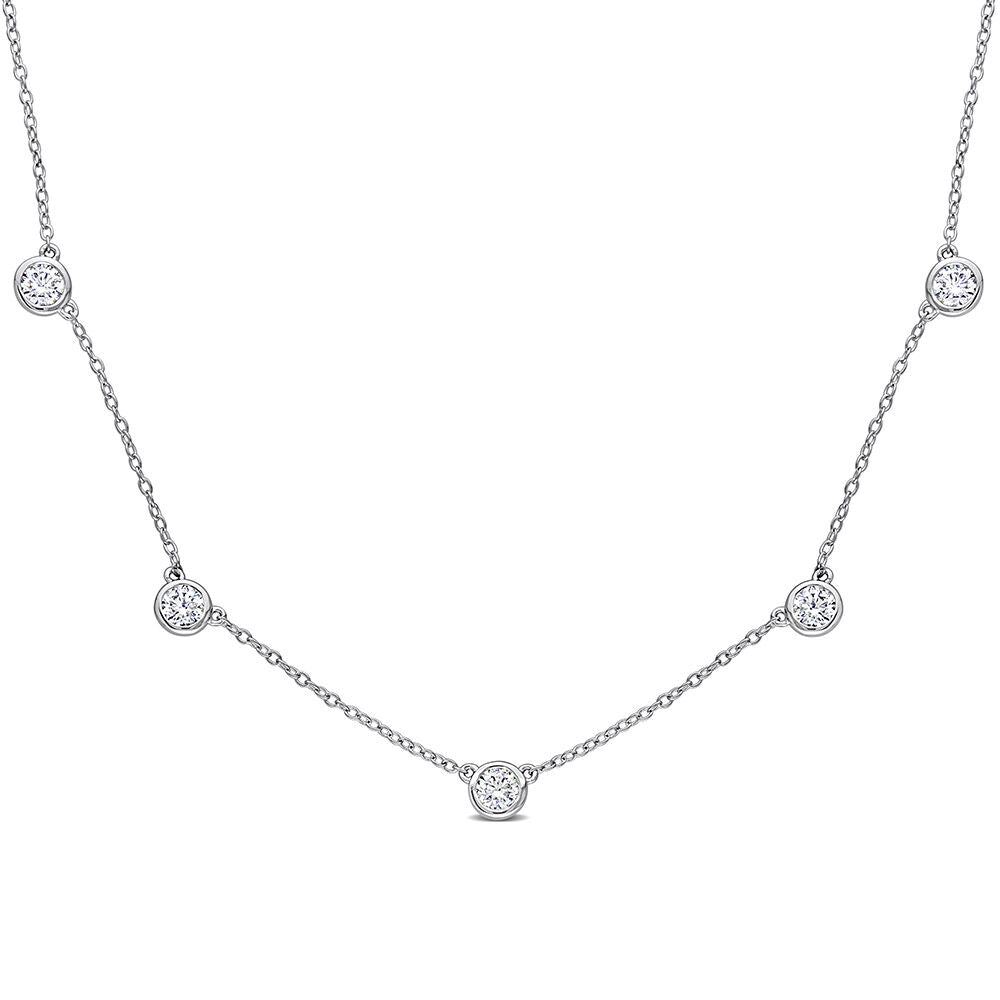 Moissanite Station Necklace in Sterling Silver (2 1/4 ct. dew)