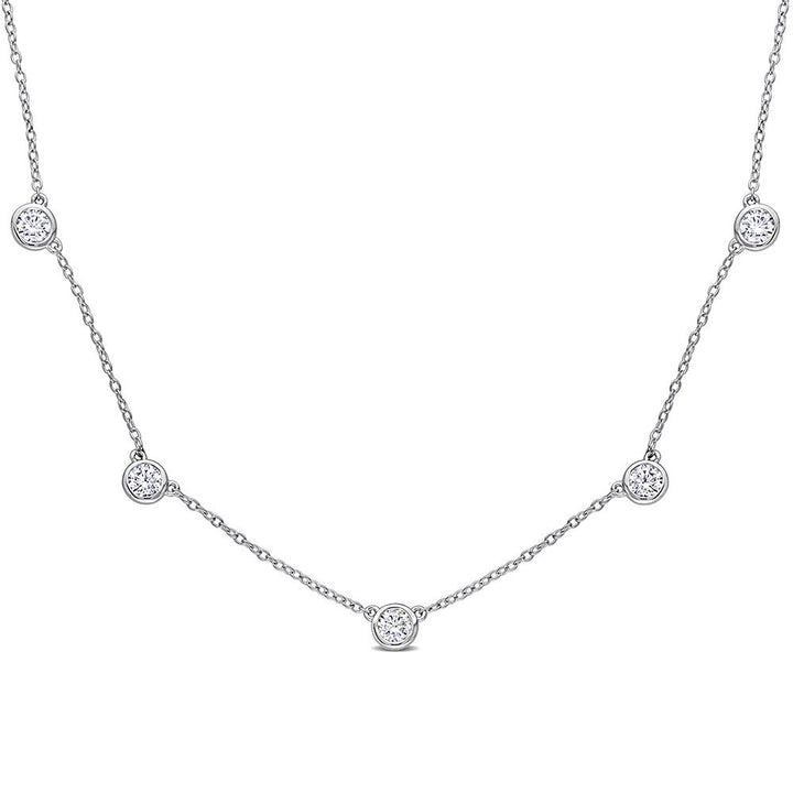 Moissanite Station Necklace in Sterling Silver (2 1/4 ct. dew)