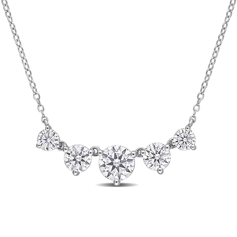 Moissanite Necklace with Five Stones in Sterling Silver (2 1/2 ct. dew)