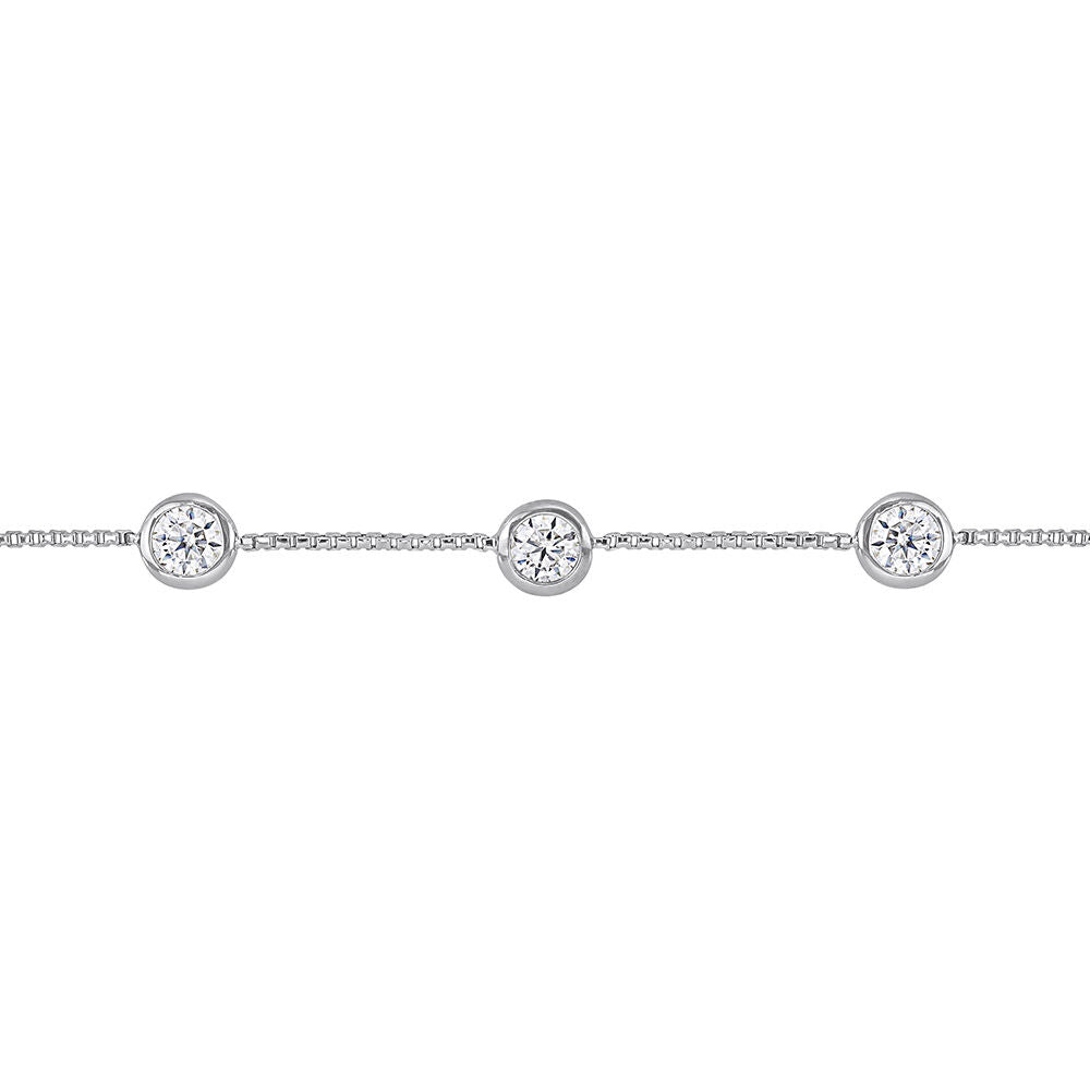 Station Bolo Bracelet with Moissanite in Sterling Silver (1 1/4 ct. dew)