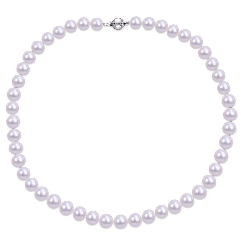 Cultured Freshwater Pearl Necklace in Sterling Silver, 9-10mm, 18”