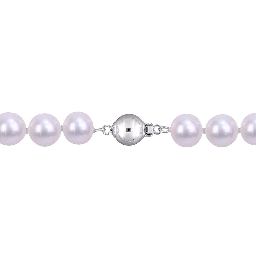 Cultured Freshwater Pearl Necklace in Sterling Silver, 9-10mm, 18”