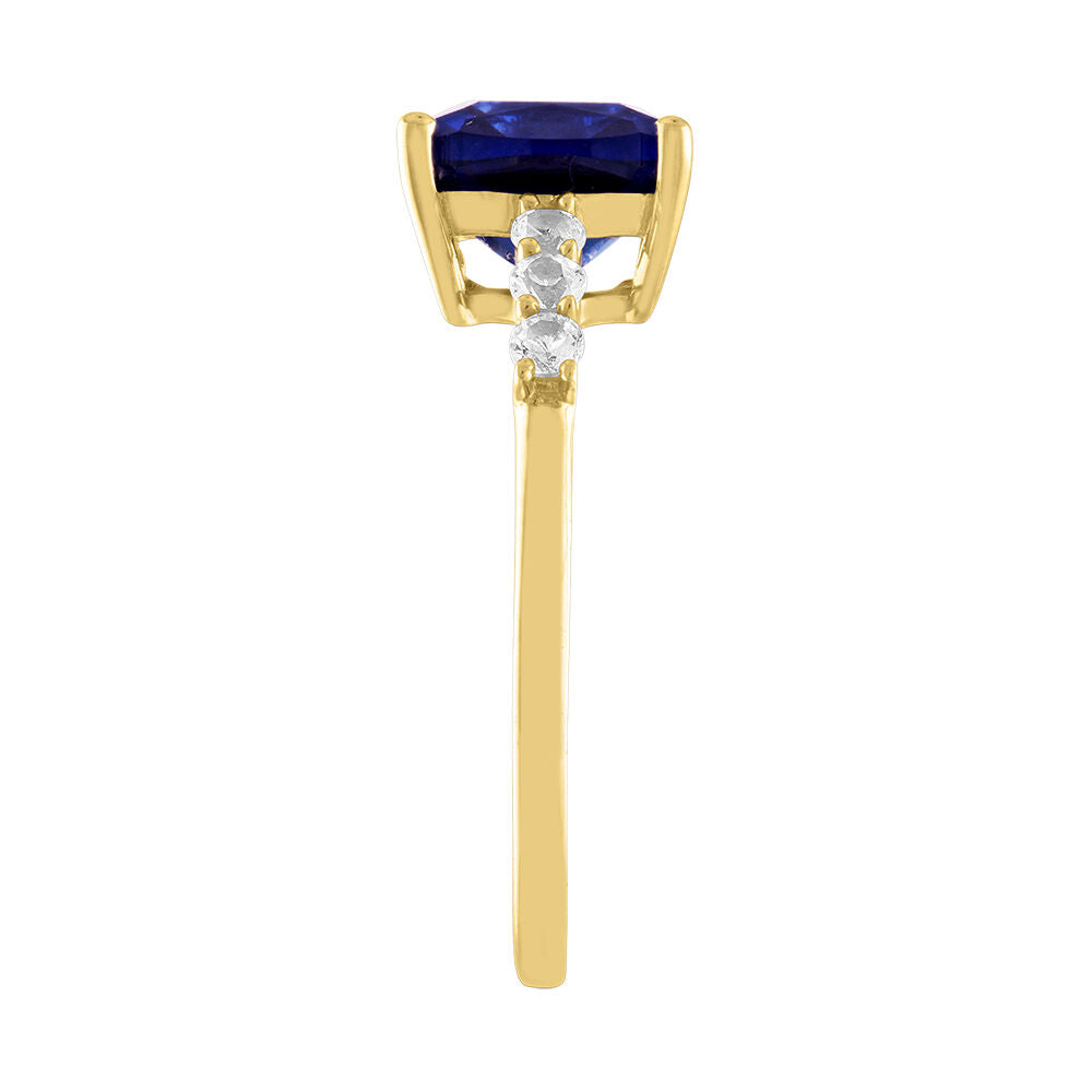 Cushion-Cut Lab Created Blue Sapphire Ring in 10K Yellow Gold