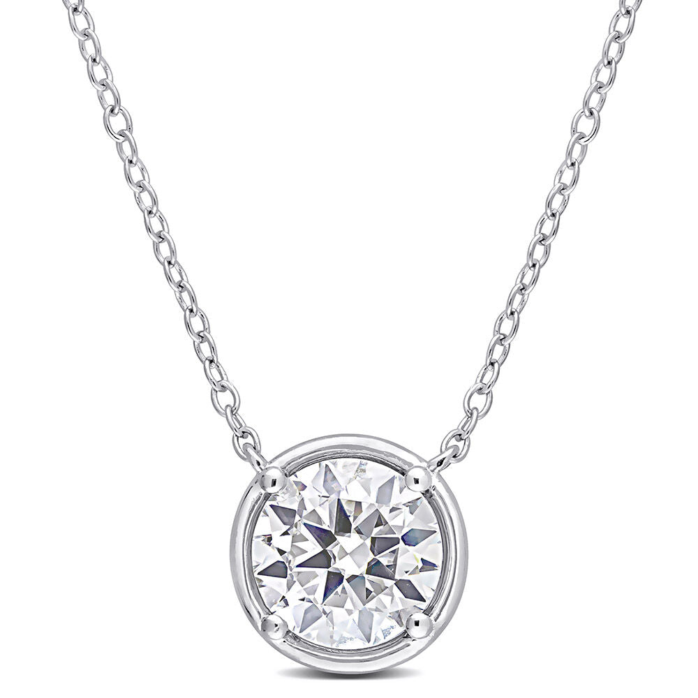 Round Moissanite Pendant in Sterling Silver (1 4/5 ct. dew)