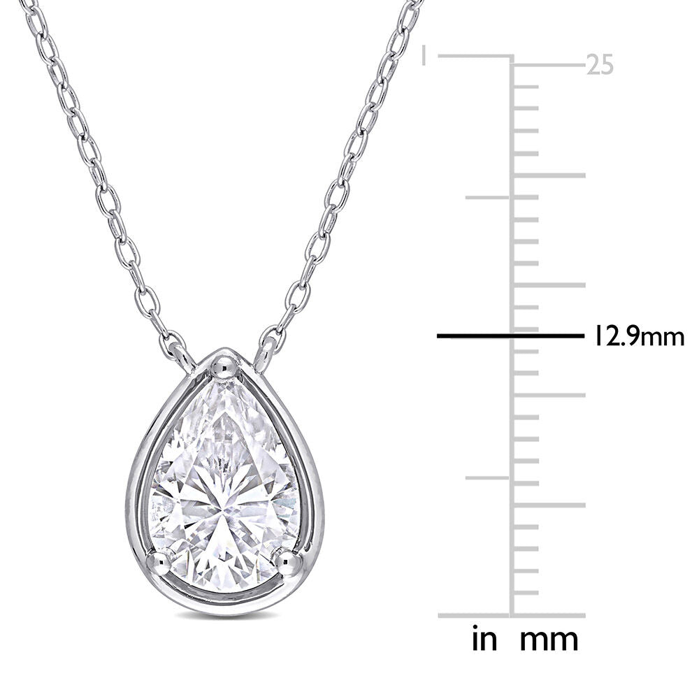 Pear-Shaped Moissanite Pendant in Sterling Silver (2 ct. dew)