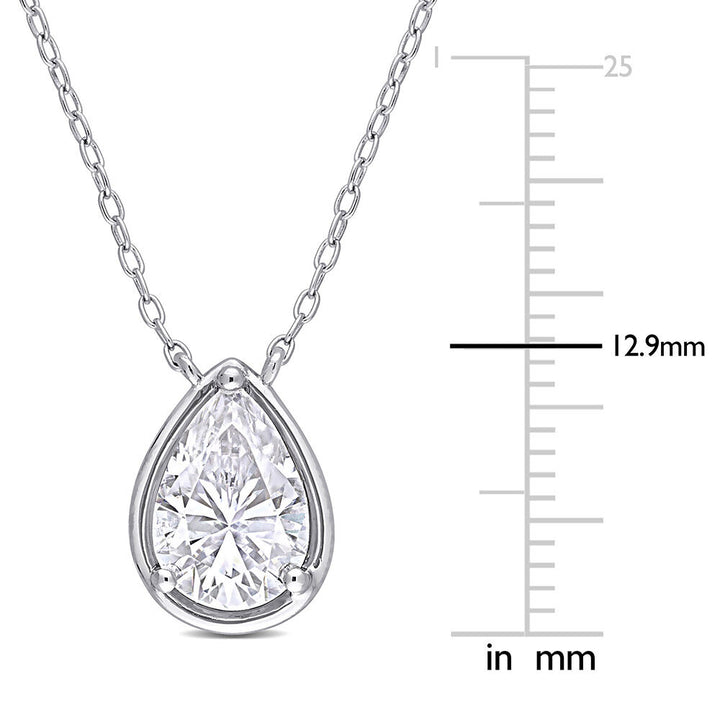 Pear-Shaped Moissanite Pendant in Sterling Silver (2 ct. dew)