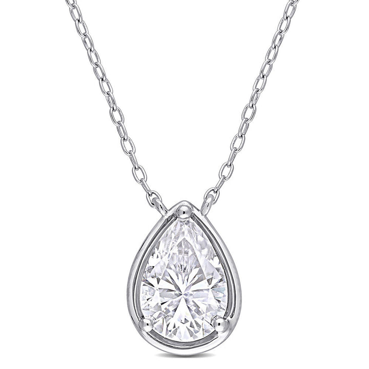 Pear-Shaped Moissanite Pendant in Sterling Silver (2 ct. dew)