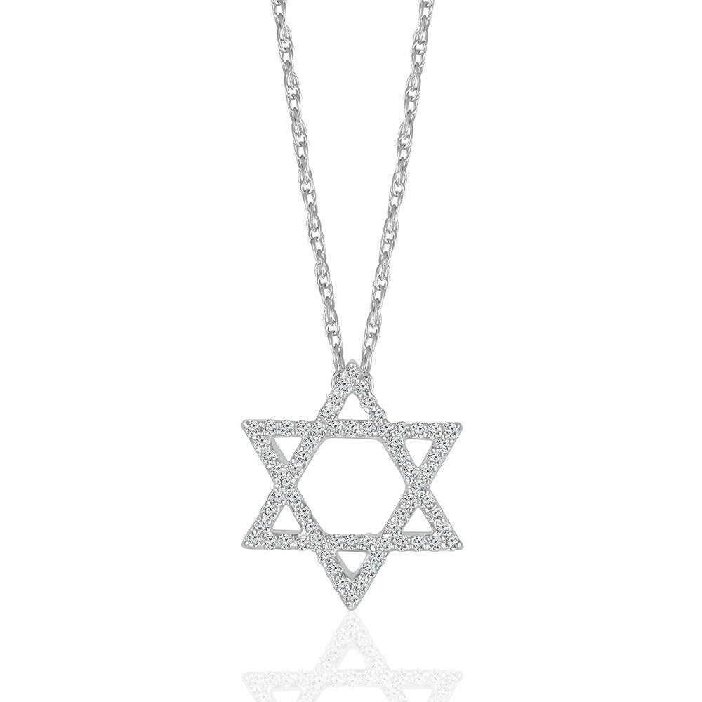 Diamond Star of David Pendant in 10K White Gold (1/10 ct. tw.)