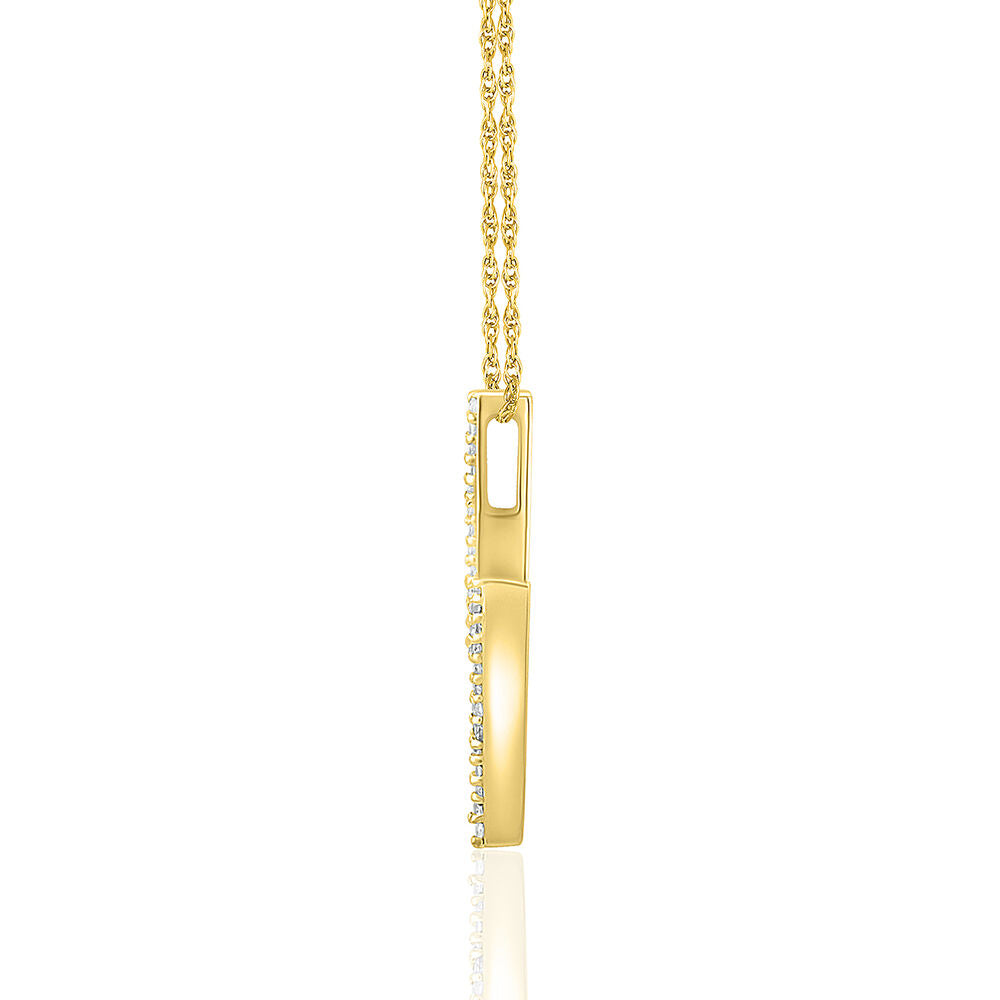 Lightning Bolt Pendant with Pavé Diamonds in 10K Yellow Gold (1/10 ct. tw.)