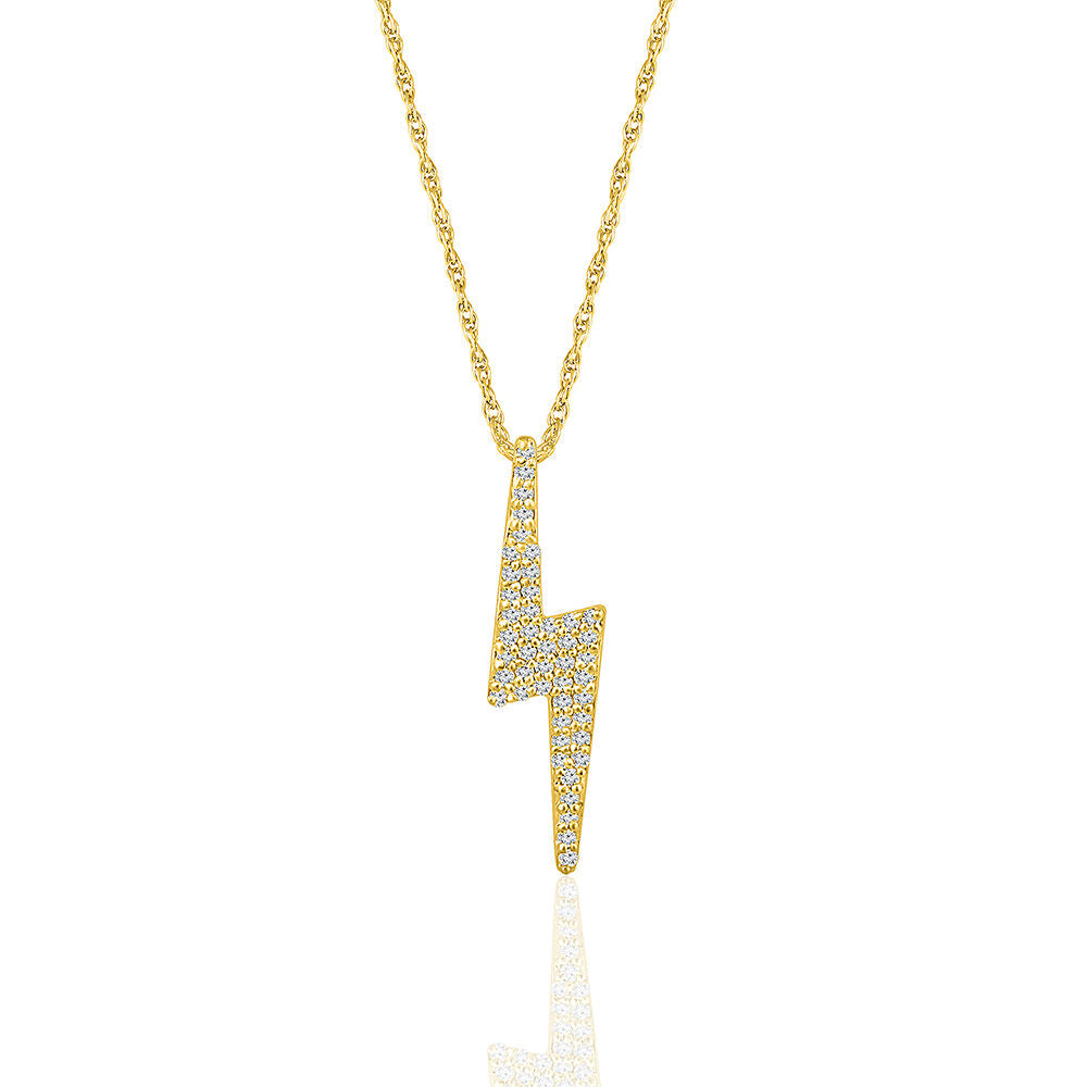 Lightning Bolt Pendant with Pavé Diamonds in 10K Yellow Gold (1/10 ct. tw.)