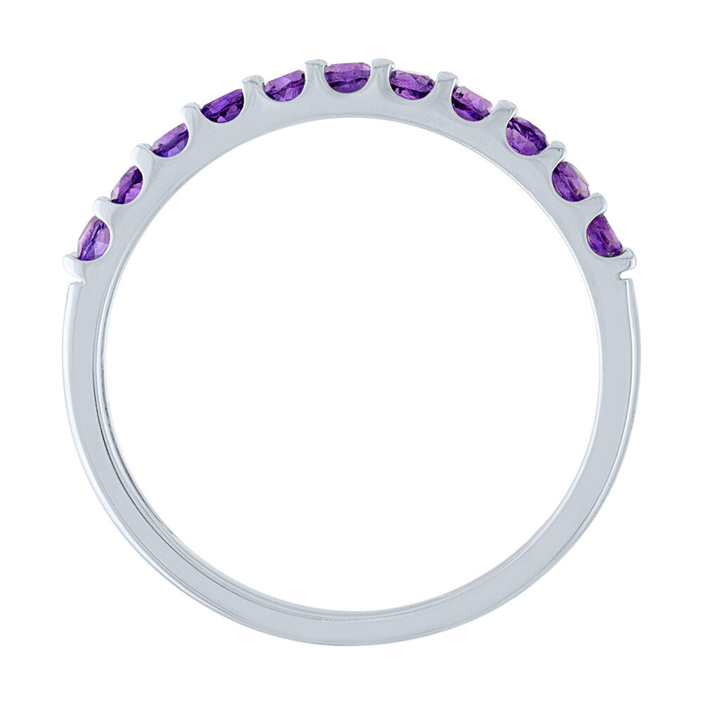 Amethyst Stacking Ring in 10K White Gold