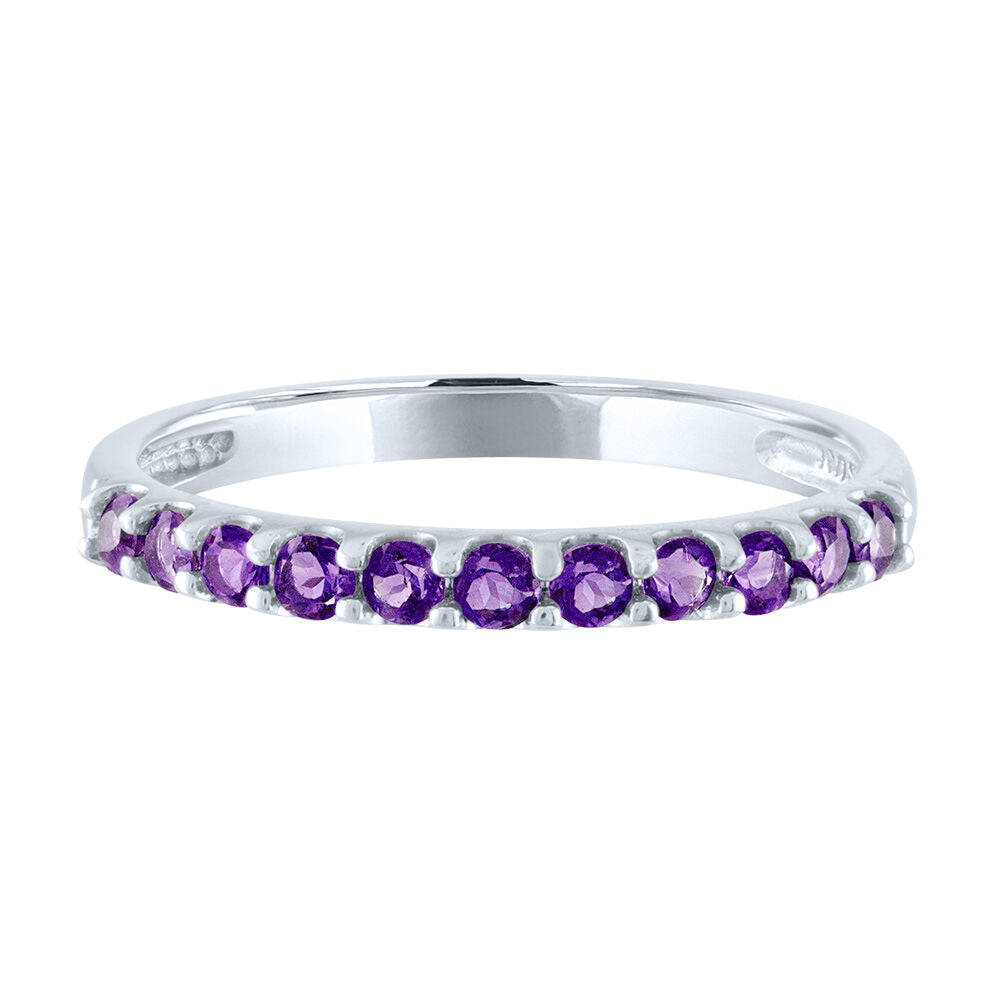 Amethyst Stacking Ring in 10K White Gold