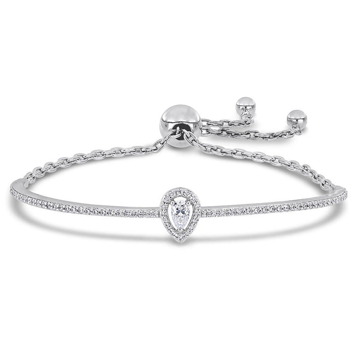 Moissanite Bolo Bracelet with Pear-Shaped Stone in Sterling Silver (3/4 ct. dew)