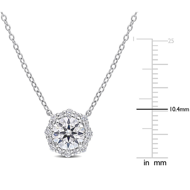 Moissanite Halo Necklace in Sterling Silver (1 1/2 ct. dew)