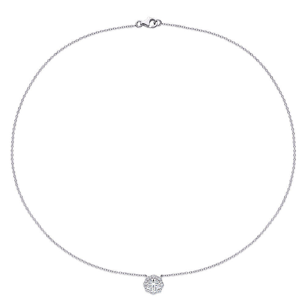 Moissanite Halo Necklace in Sterling Silver (1 1/2 ct. dew)