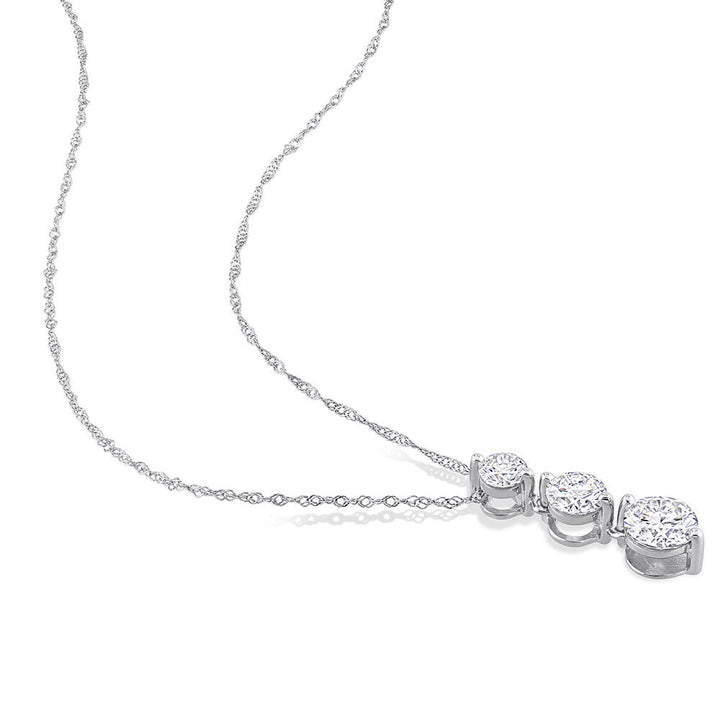 Moissanite Pendant with Three-Stone Drop in Sterling Silver (1 2/5 ct. dew)