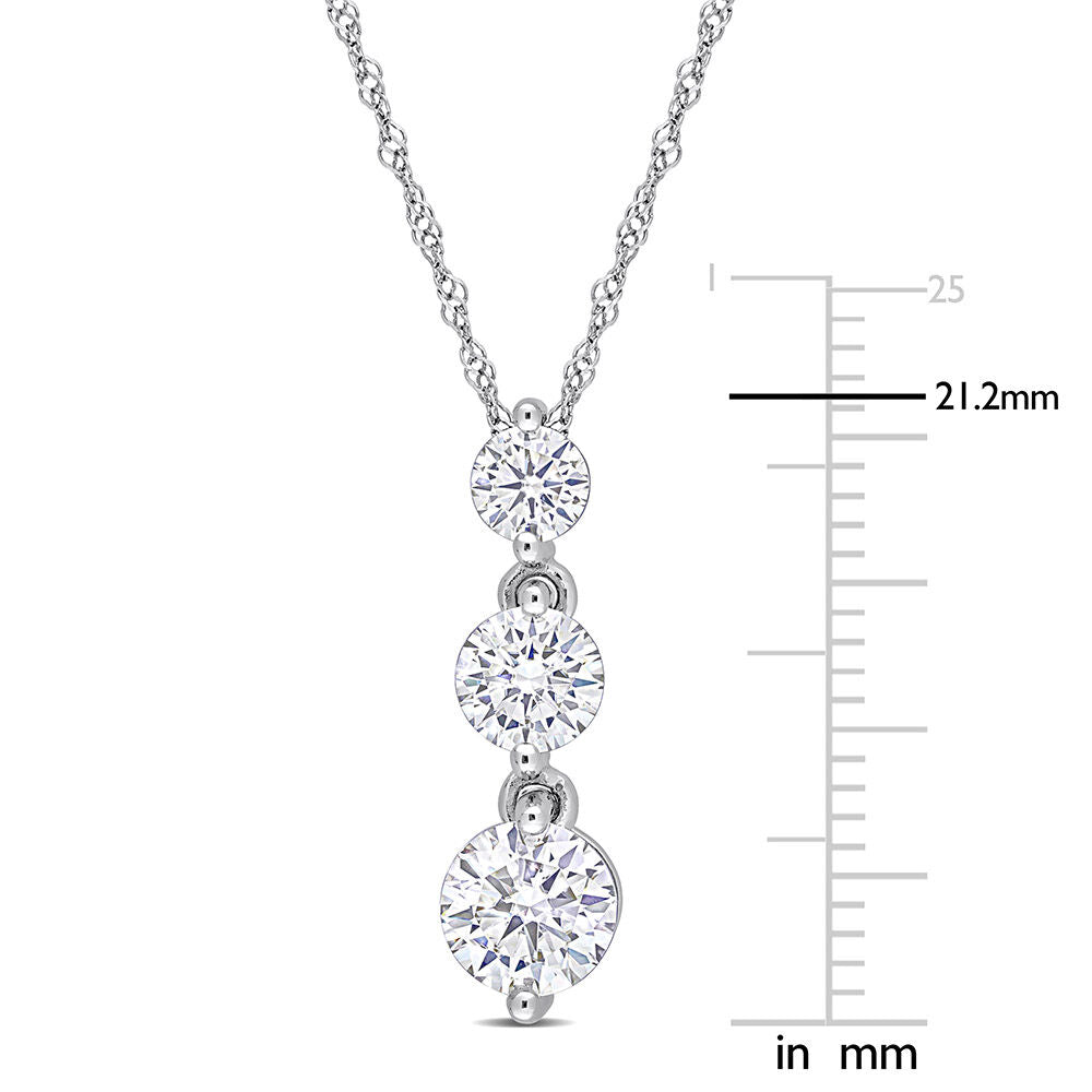 Moissanite Pendant with Three-Stone Drop in Sterling Silver (1 2/5 ct. dew)