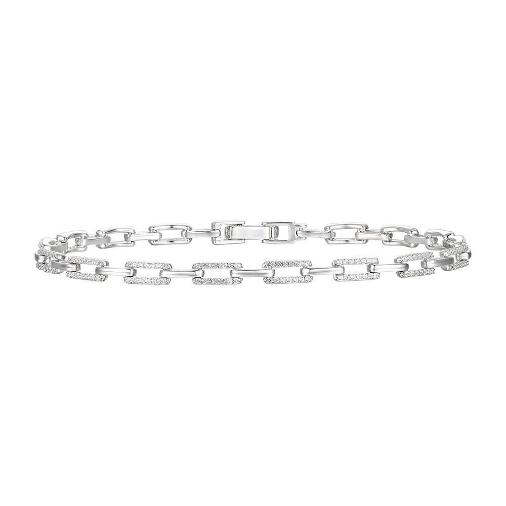 Diamond Rectangular Link Bracelet in Sterling Silver (1/2 ct. tw.)