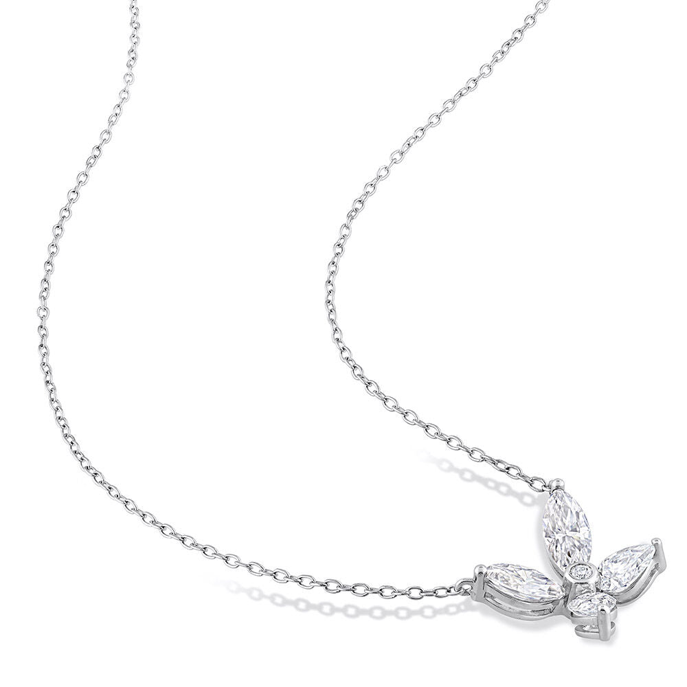 Moissanite Butterfly Necklace in Sterling Silver (2 ct. dew)