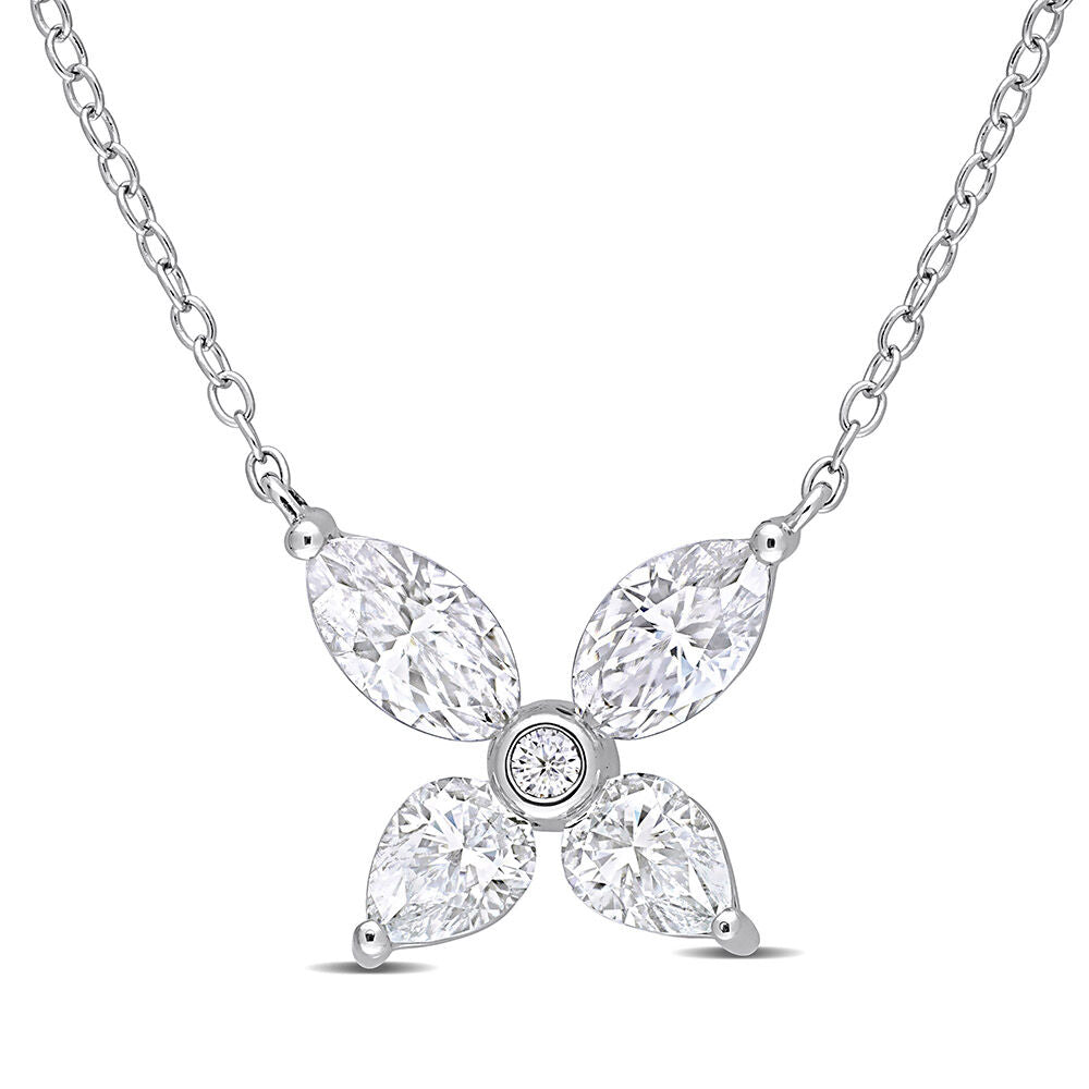 Moissanite Butterfly Necklace in Sterling Silver (2 ct. dew)