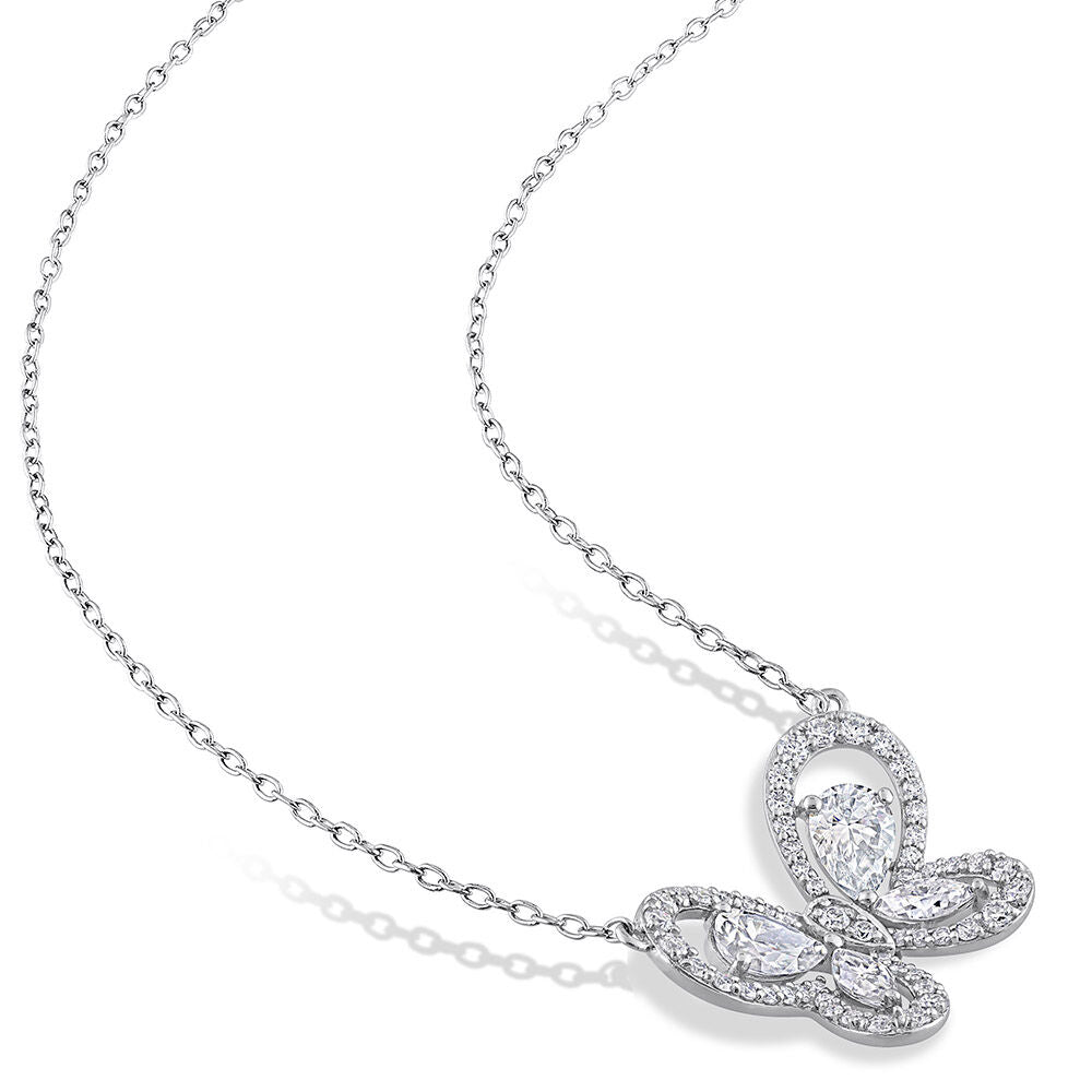 Moissanite Butterfly Necklace in Sterling Silver (1 3/4 ct. dew)
