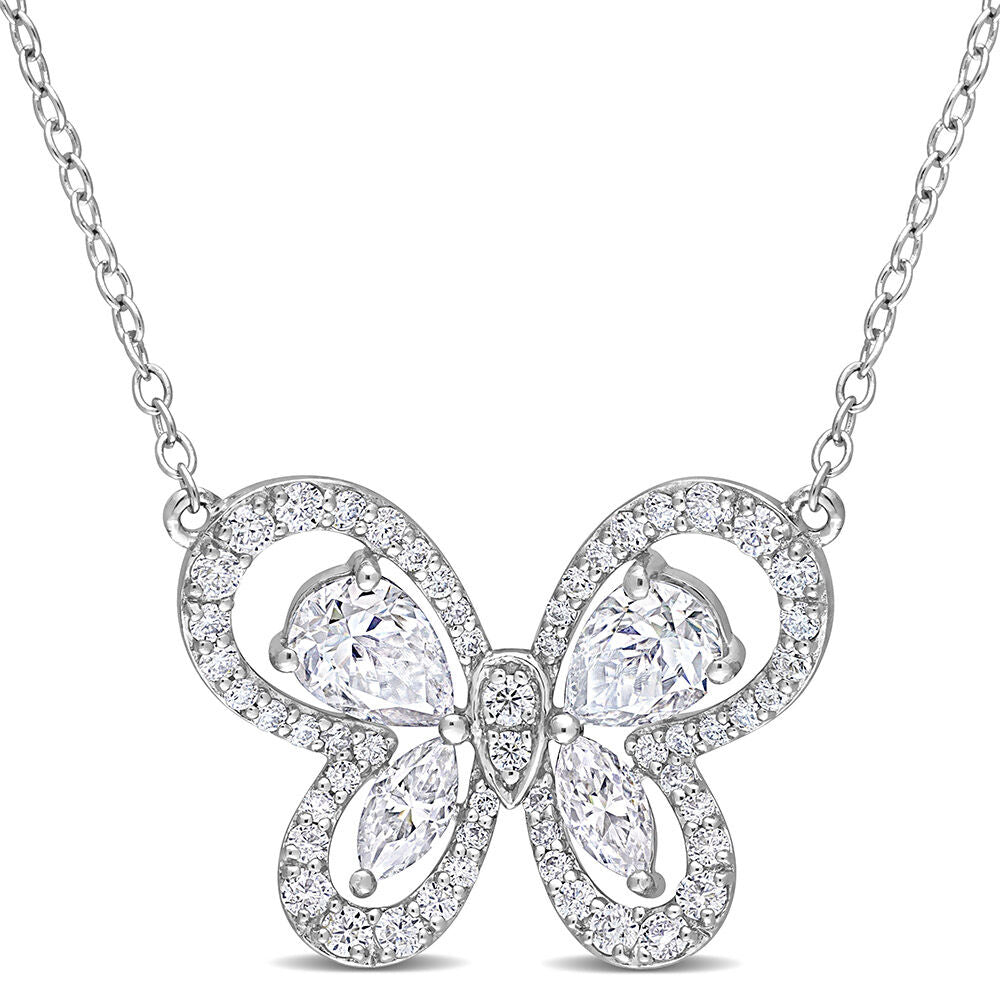 Moissanite Butterfly Necklace in Sterling Silver (1 3/4 ct. dew)